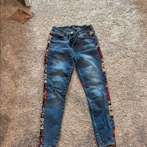 Judy Blue Women's Blue Skinny Jeans with Patterned Side Stripes